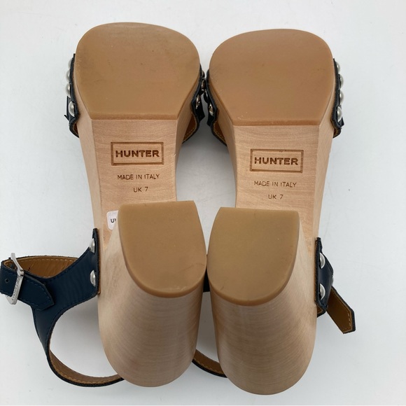 Hunter Refined Penny Loafer Leather and Wood Clog Sandal - Picture 5 of 11